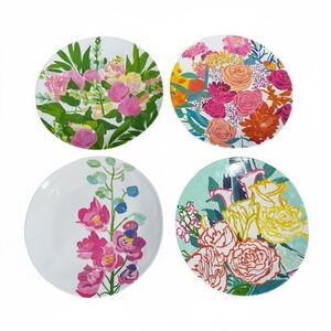 Anthropologie Lulie Wallace Floral Melamine Dinner Plates Set Cottagecore Party